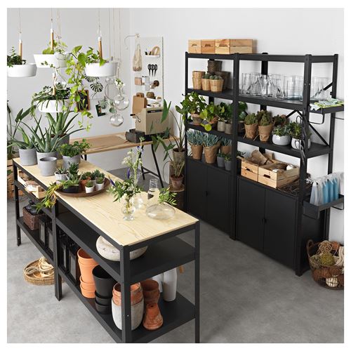 IKEA - BROR, shelving unit, black, 170x40x190 cm