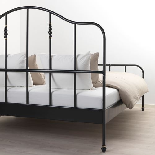 IKEA - SAGSTUA/LURÖY, double bed, black, 160x200 cm