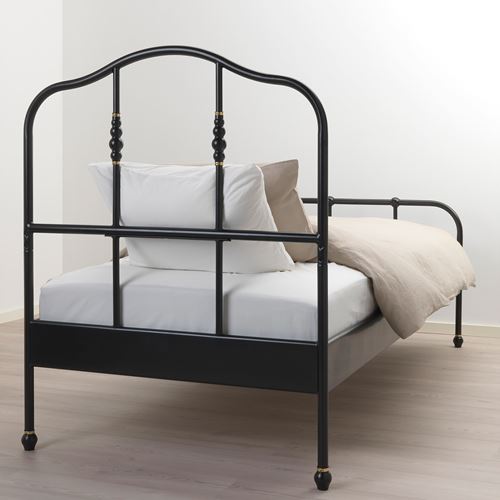 IKEA - SAGSTUA/LURÖY, single bed, black, 90x200 cm