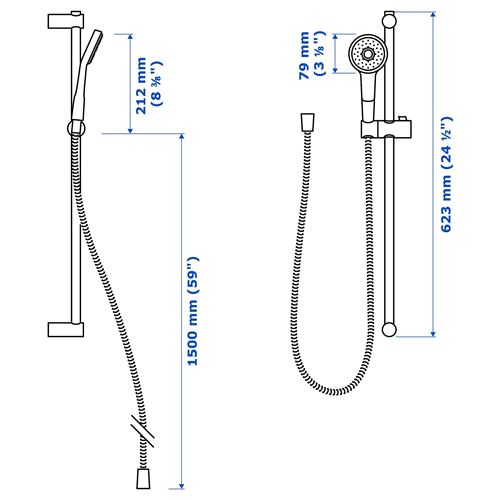 IKEA - VALLAMOSSE, riser rail with handshower kit, chrome-plated