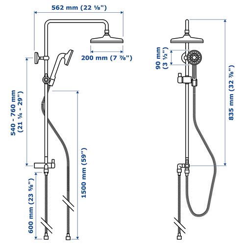 IKEA - VOXNAN, head/handshower kit with diverter, chrome-plated