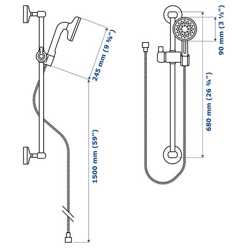 IKEA - VOXNAN, riser rail with handshower kit, chrome-plated