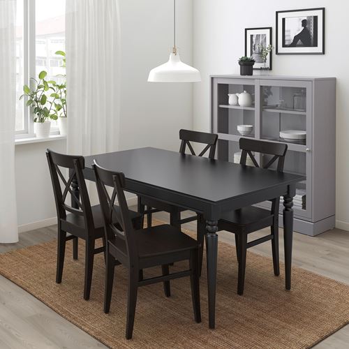 IKEA - INGATORP/INGOLF, dining set, black, 4 chairs