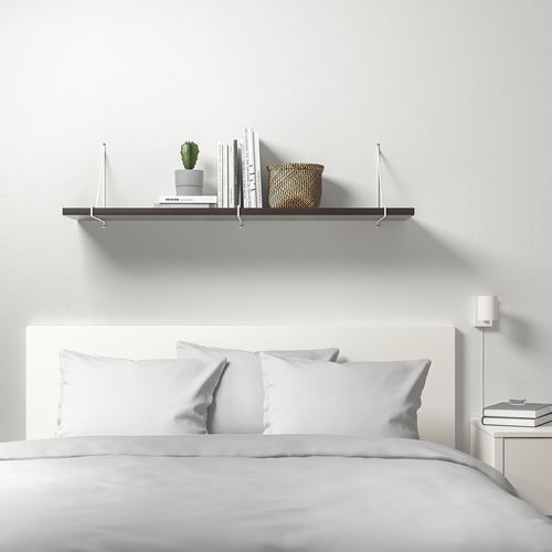 IKEA - BERGSHULT/PERSHULT, wall shelf, black-brown-white, 120x30 cm