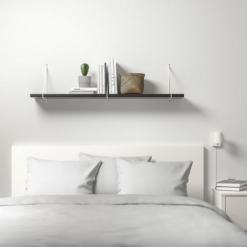 IKEA - BERGSHULT/PERSHULT, wall shelf, black-brown-white, 120x20 cm