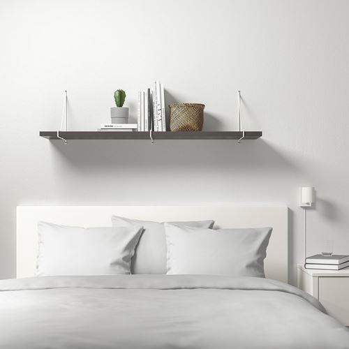 IKEA - BERGSHULT/PERSHULT, wall shelf, dark grey-white, 120x30 cm