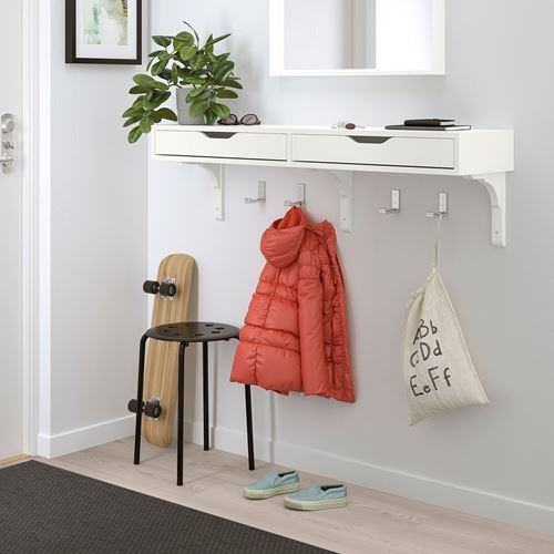 IKEA - EKBY ALEX/RAMSHULT, wall shelf with drawers, white/white, 119x29 cm