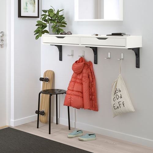 IKEA - EKBY ALEX/RAMSHULT, wall shelf with drawers, white/black, 119x29 cm