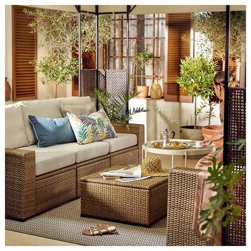 SOLLERÖN brown 223x82x88 cm 3-seat garden sofa - 29252484 | IKEA