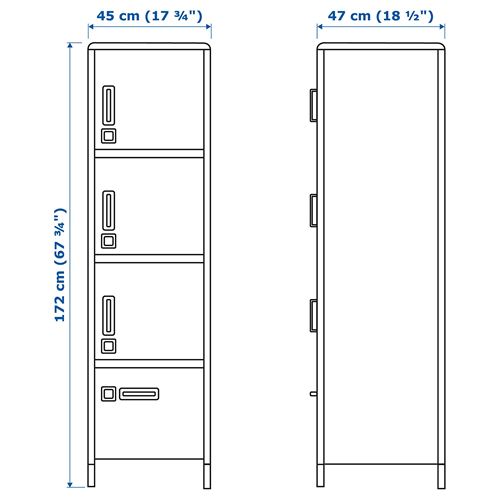 IKEA - IDASEN, office cabinet, dark grey, 45x172 cm