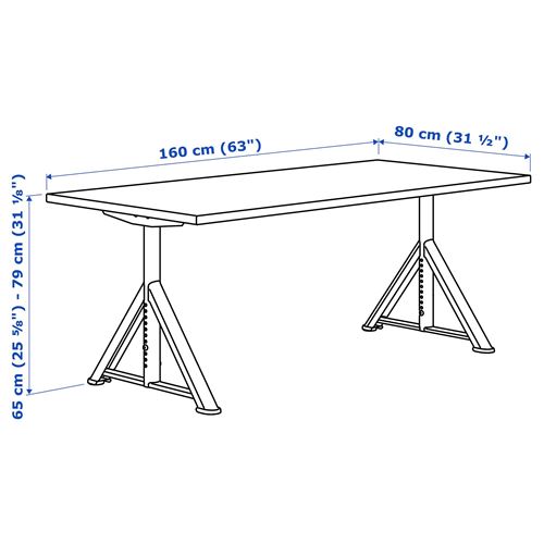 IKEA - IDASEN, çalışma masası, siyah-koyu gri, 160x80 cm