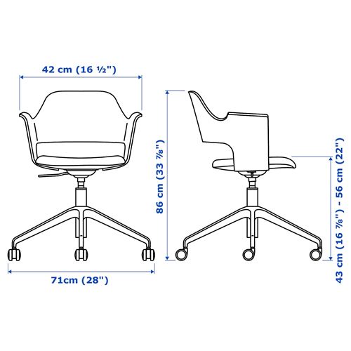 IKEA - FJALLBERGET, office chair, white stained oak veneer/gunnared light beige