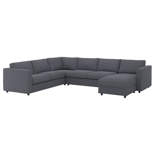 IKEA - VIMLE, 4-seat corner sofa bed and chaise longue, Gunnared medium grey