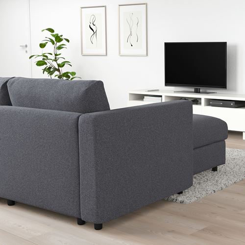 IKEA - VIMLE, 4-seat corner sofa bed and chaise longue, Gunnared medium grey