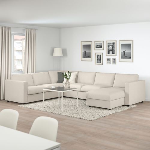 IKEA - VIMLE, 4-seat corner sofa bed and chaise longue, Gunnared beige