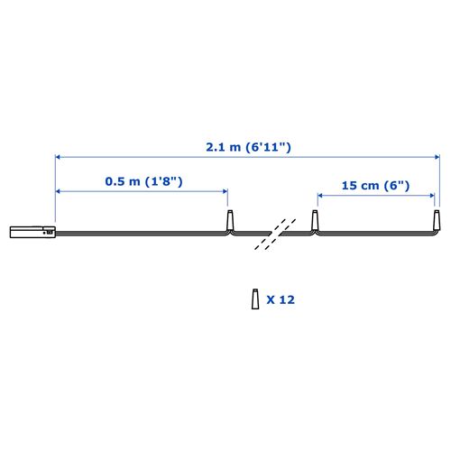 IKEA - LEDFYR, lighting chain, silver-colour, 2.1 m