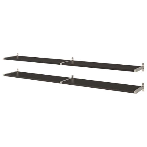 IKEA - BERGSHULT/GRANHULT, wall shelf combination, black-brown/nickel-plated, 240x30 cm