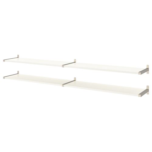 IKEA - BERGSHULT/GRANHULT, wall shelf combination, white/nickel-plated, 240x30 cm