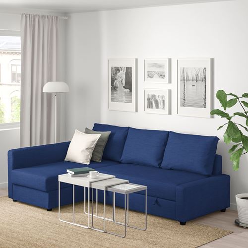 IKEA - FRIHETEN, corner sofa-bed, skiftebo dark blue