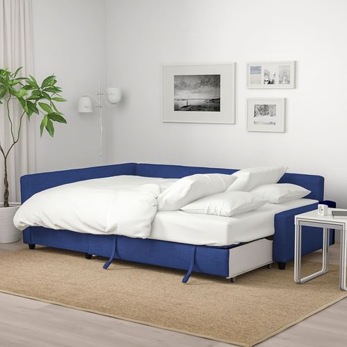 IKEA - FRIHETEN, corner sofa-bed, skiftebo dark blue