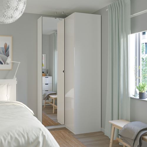 IKEA - PAX/FARDAL VIKEDAL, PAX köşe gardırop, beyaz, 111/88x236 cm