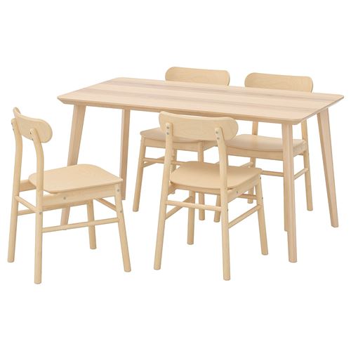 IKEA - LISABO/RÖNNINGE, kitchen table set, birch, 4 chairs