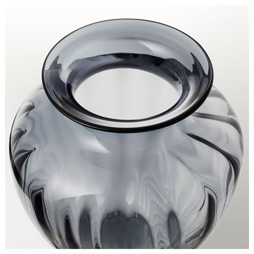 IKEA - TONSATTA, glass vase, grey, 27 cm