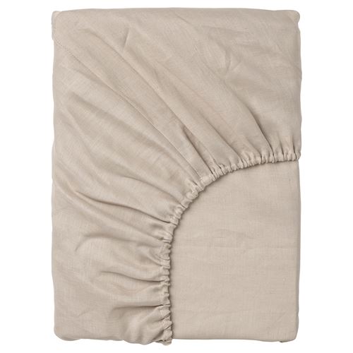 IKEA - PUDERVIVA, fitted sheet, natural, 90x200 cm