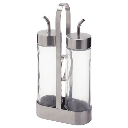 IKEA - ÖRTFYLLD, oil/vinegar set, glass/stainless steel, 20 cl