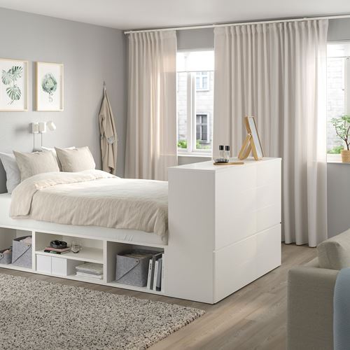 IKEA - PLATSA/FONNES, double bed base, white, 140x244x103 cm