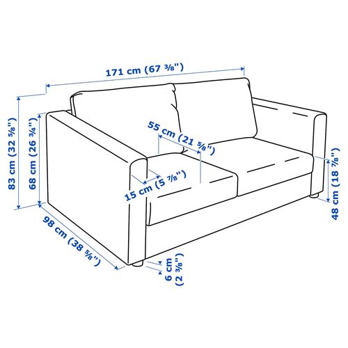 IKEA - VIMLE, 2'li kanepe, saxemara açık mavi