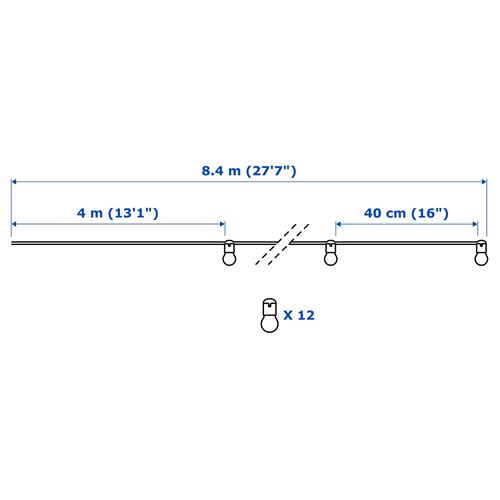 IKEA - SVARTRA, lighting chain, black, 8.4 m