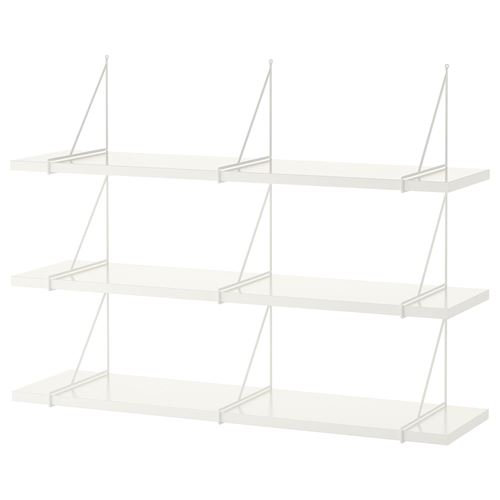 IKEA - BERGSHULT/PERSHULT, wall shelf combination, white/white, 120x30 cm