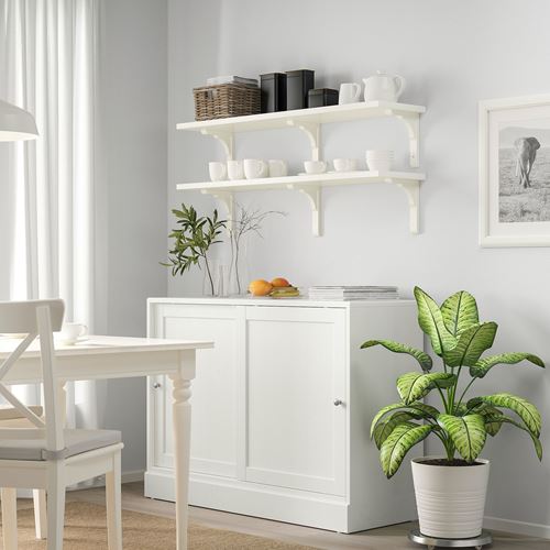 IKEA - BERGSHULT/RAMSHULT, wall shelf combination, white, 120x30 cm