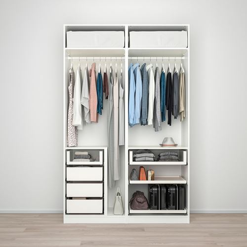 IKEA - PAX, PAX sürgü kapaklı gardırop, beyaz-açık gri, 150x66x236 cm