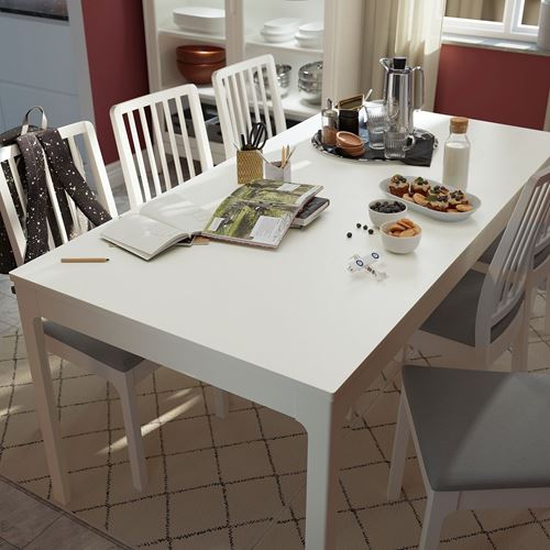 IKEA - EKEDALEN, extendable dining table, white, seats 6-8