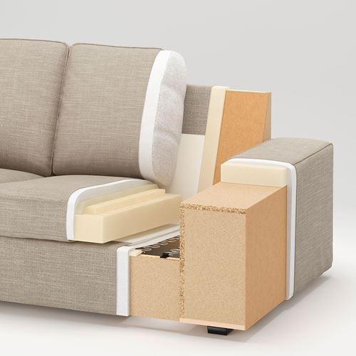 IKEA - KIVIK, uzanma koltuklu 3'lü kanepe, hillared antrasit