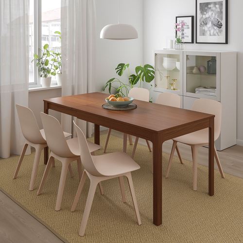 IKEA - EKEDALEN/ODGER, dining set, brown white/beige, 4 chairs