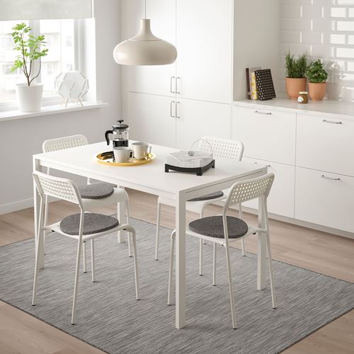 IKEA - MELLTORP/ADDE, mutfak masası takımı, beyaz, 4 sandalyeli