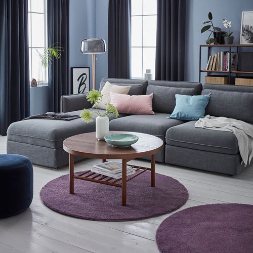 IKEA - STOENSE, yuvarlak halı, mor, 130 cm