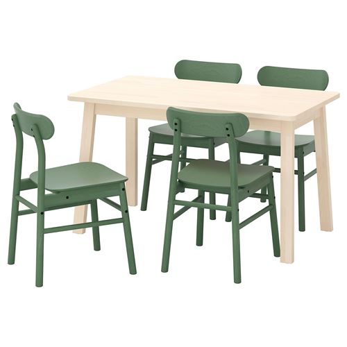 IKEA - NORRAKER/RÖNNINGE, kitchen table set, birch-green, 4 chairs