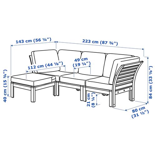 IKEA - APPLARÖ, 3'lü bahçe kanepesi ve ayak uzatma taburesi, kahverengi