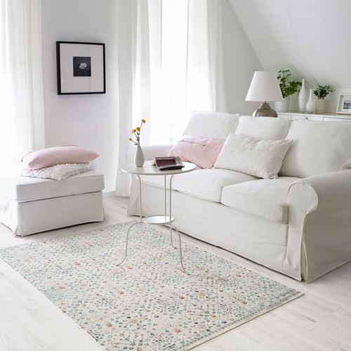 IKEA - ROMDRUP, tumbled rug, off-white antique look-floral pattern, 160x230 cm