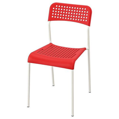 IKEA - ADDE, plastic chair, red/white