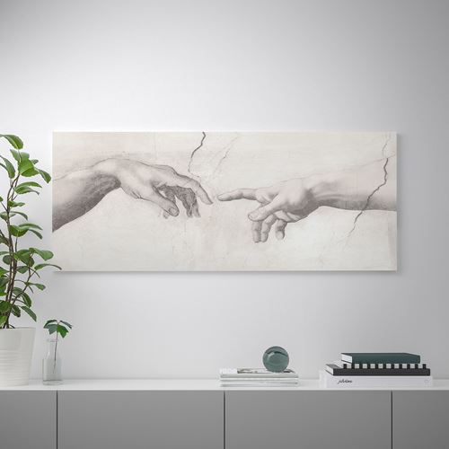 IKEA - BJÖRKSTA, çerçeveli resim, çok renkli, 140x56 cm