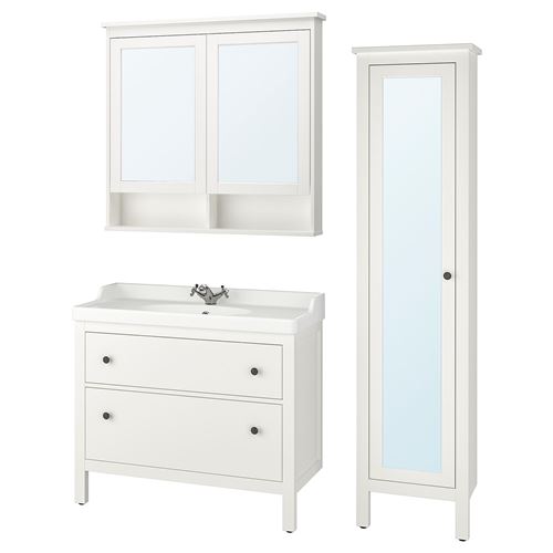 IKEA - HEMNES/RATTVIKEN, bathroom furniture set, white, 102 cm