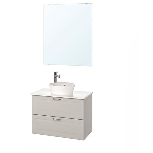 IKEA - GODMORGON/TOLKEN/KATTEVIK, banyo mobilyası seti, açık gri, 82 cm