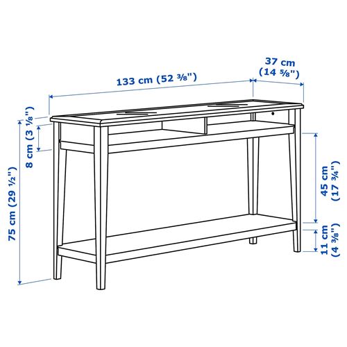 IKEA - LIATORP, konsol, beyaz-cam, 133x37x75 cm