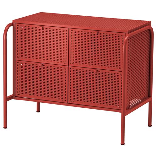 IKEA - NIKKEBY, 4 çekmeceli şifonyer, kırmızı, 84x70 cm