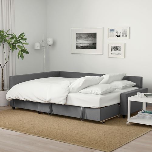 IKEA - FRIHETEN, corner sofa-bed with storage, skiftebo dark grey